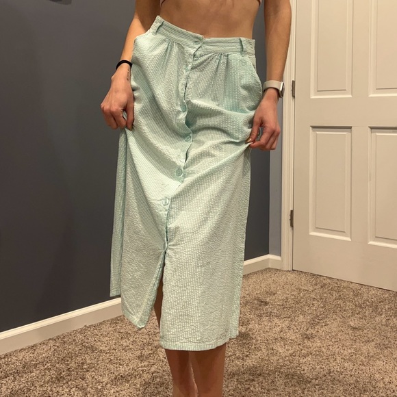 Vintage Bedford Fair Striped Button Down Midi Dress - Picture 3 of 16